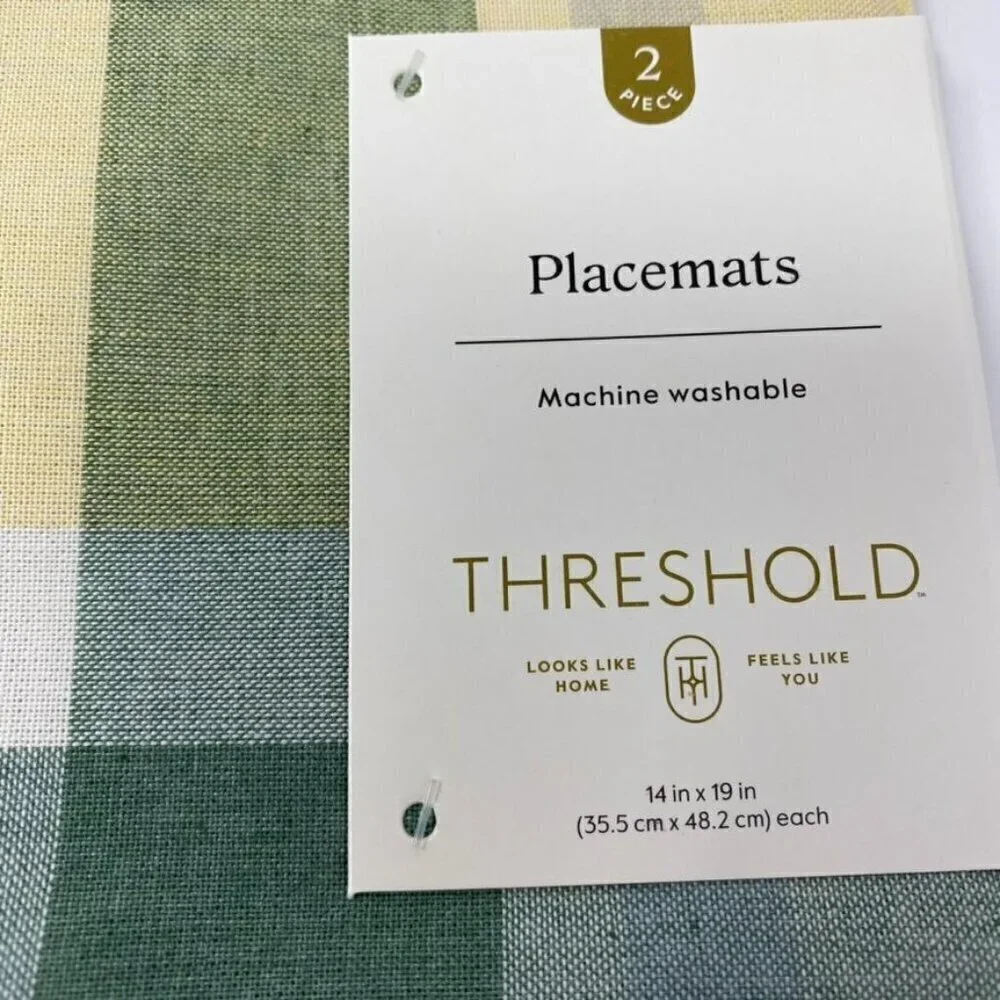 Target 2pk Yellow Plaid Placemats/Chargers Threshold 14 in x 19 in